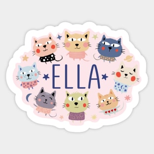 Ella name with cartoon cats Sticker